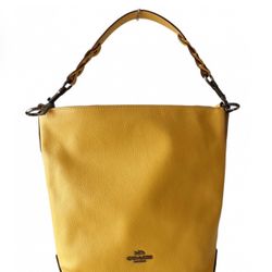 COACH 31507 💛ABBY DUFFLE💛 YELLOW PEBBLE LEATHER SHOULDER BAG 🌟EUC🌟