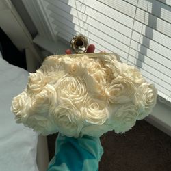 Floral Beige Over Shoulder Purse