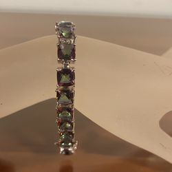 Mystic Fire Topaz Tennis Sterling Bracelet (SB003)