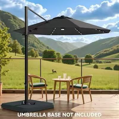 10ft Solar LED Cantilever Patio Umbrella,