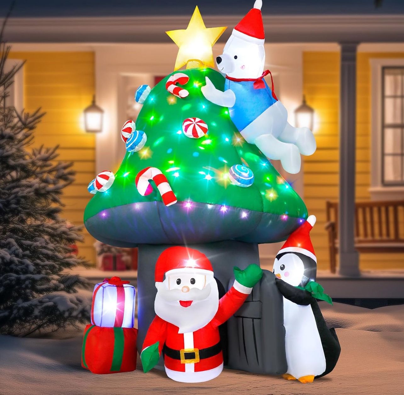 New 7FT Santa Mushroom House Penguin Bear Inflatable