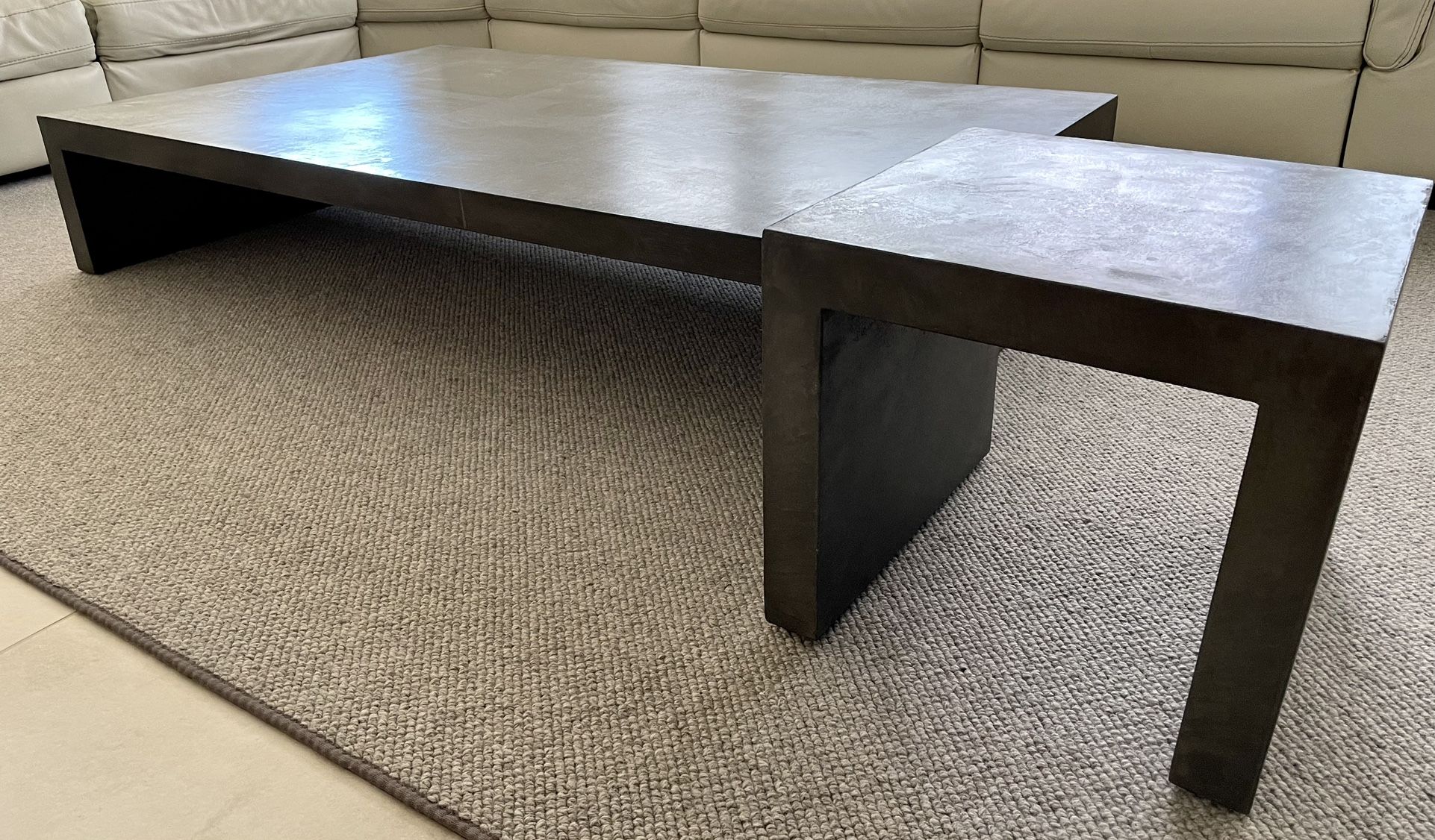 Restoration Hardware Charcoal Cabrera Waxed Concrete Coffee Table Side Table for Sale in Las Vegas NV OfferUp