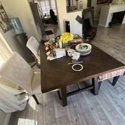 Wooden Dining Table With Chairs + Bench