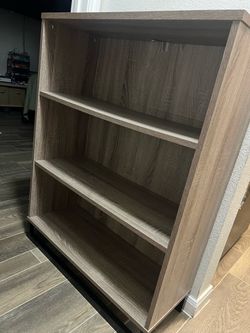 3-Shelf Bookcase Gray Wood Finish