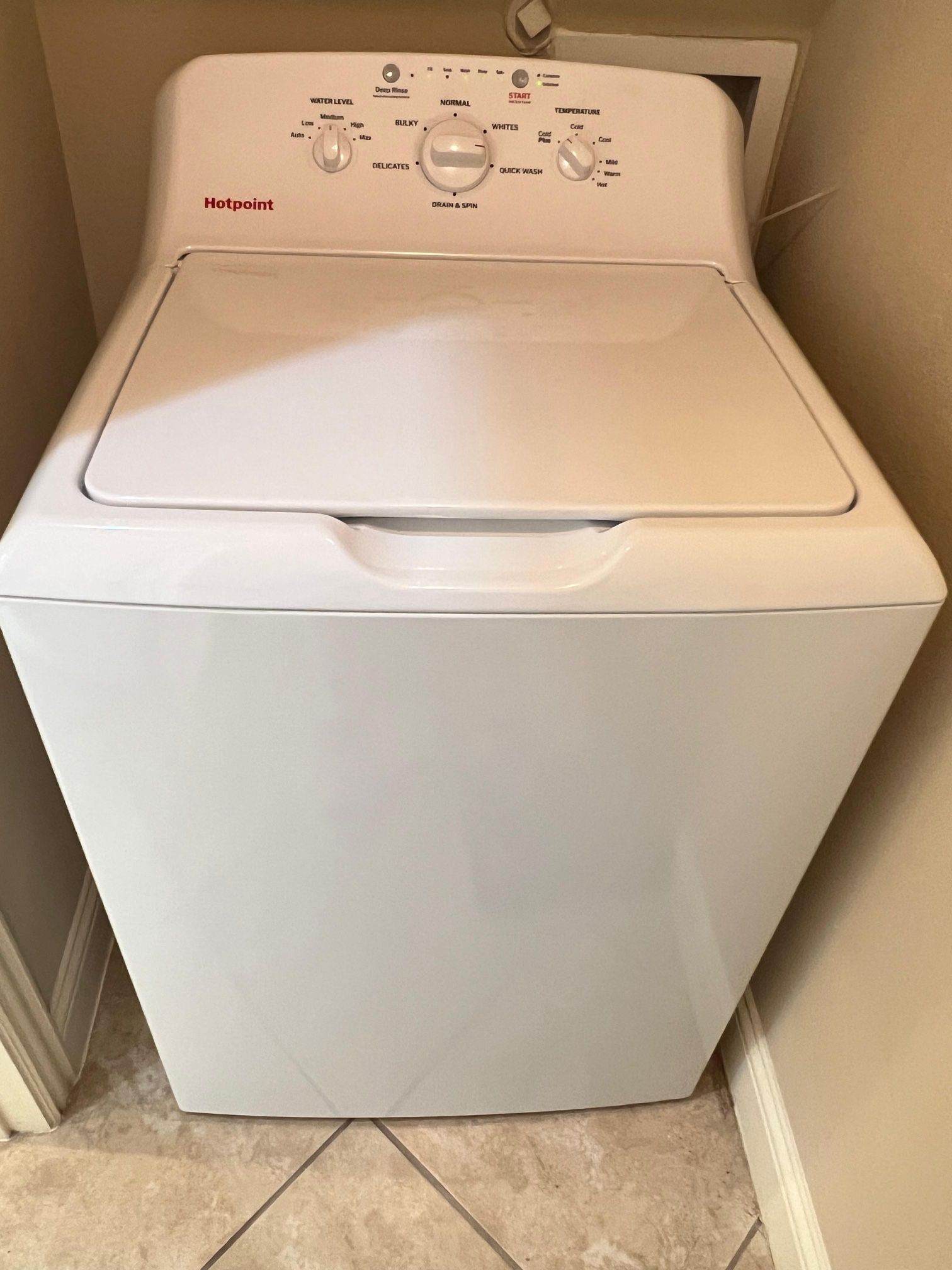 Hotpoint - 4.0 Cu. Ft. High-Efficiency Top Load Washer with Cold Plus – White (original price $599 only 3 months old) - $349