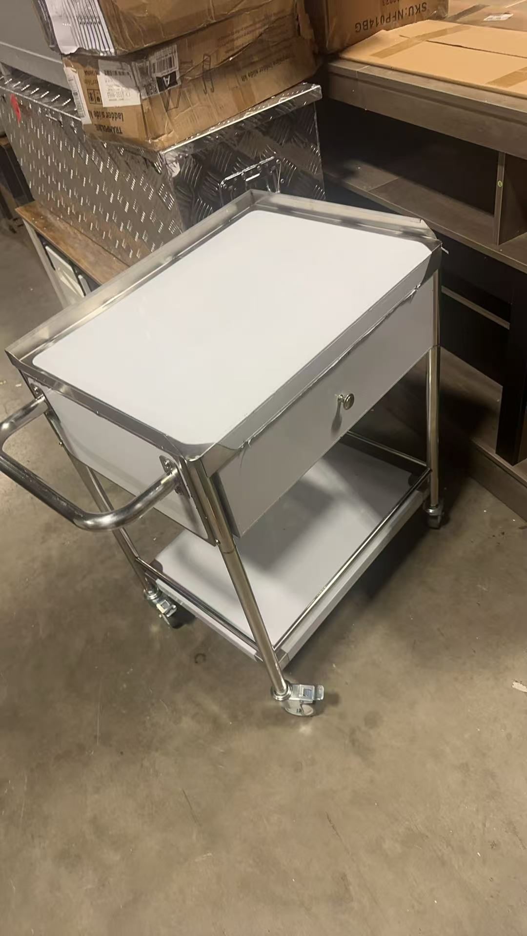 VEVOR Stainless Steel Utility Cart with Wheels - Medical/Dental Lab Cart - 2 Shelves/1 Drawer