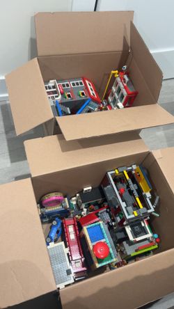Partially completed retired LEGO city sets