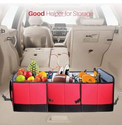 Car Trunk Organizer, Collapsible Portable Multi Compartments Organizer for SUV, Truck, Car (red)