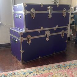 2 New Storage Trunks Wood Nice Decor Retro