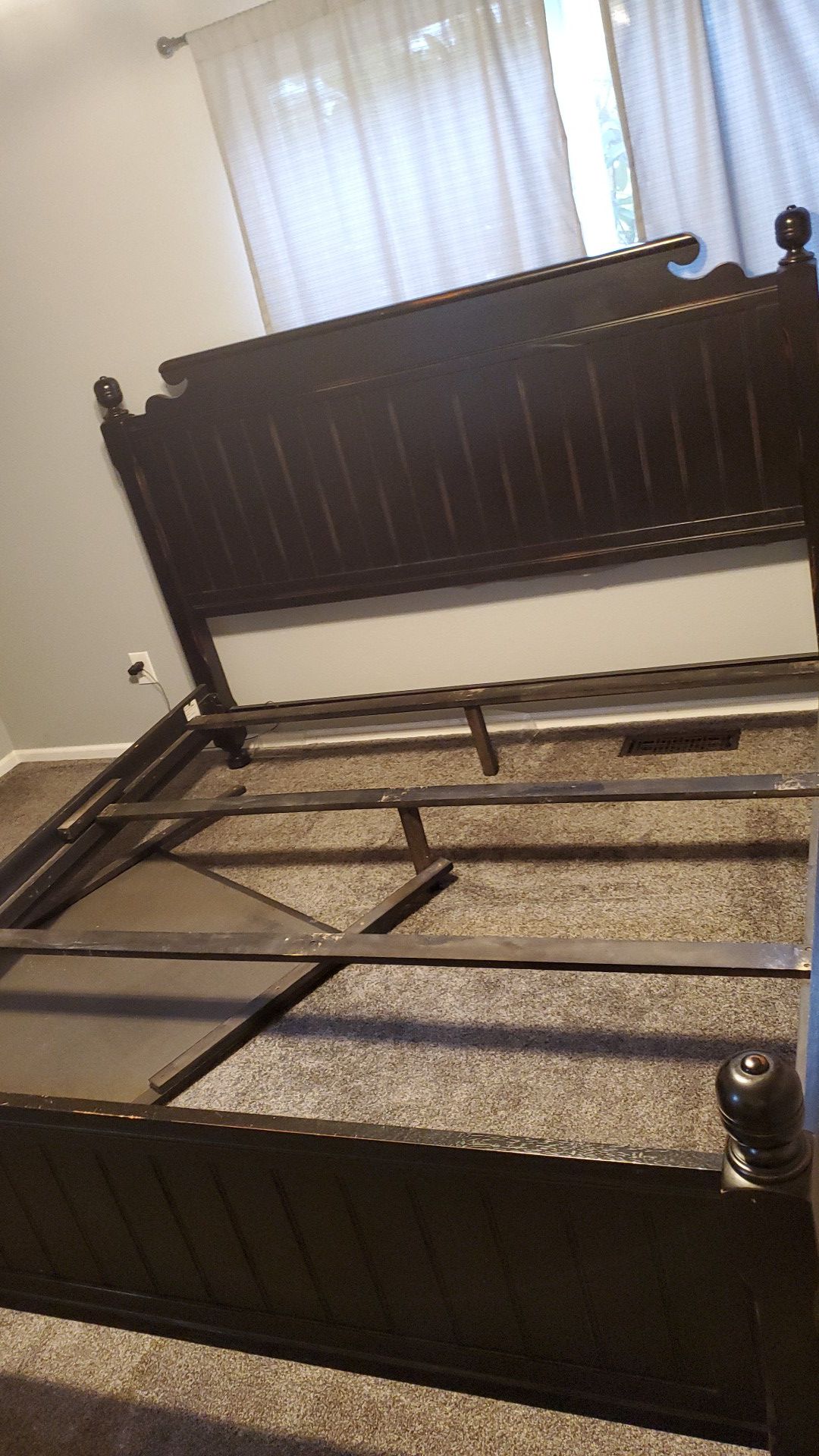 King bed frame and dresser with one matching night stand and mirror for dresser