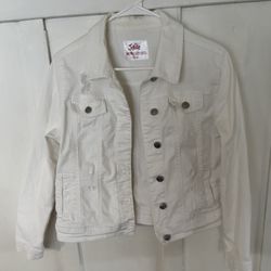 Justice White Denim Jacket Size 18/20