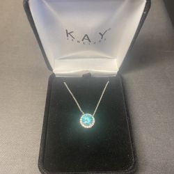 Kay Jewelers Aquamarine Sterling Silver Necklace