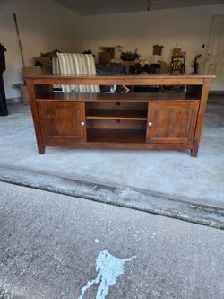 Solid Wood Espresso TV Stand Fits TVs Up to 60" Excellent Condition!  Heavy & Solid.