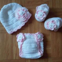 Crochet Baby Girl Diaper Cover Outfit Photo Prop 