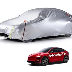 Wigoo Tesla Model Y Car Cover Accessories (2020–2026), Custom Fit All-Weather Outdoor, Waterproof UV Sun & Heat Protection, Ventilated Design, Windpro