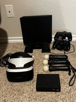 PlayStation 4 Slim + Complete PSVR Mega Bundle (2 DualShock & 3 Move Controllers) + 2 Charging Stands & Game
