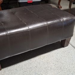 Dark Brown Leather Ottoman