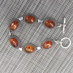 925 Sterling Silver Amber 