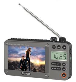 720p 4.3" Screen AM FM SW Movie Video Radio with Bluetooth, Rechargeable Pocket Digital Movie Video Player Radio