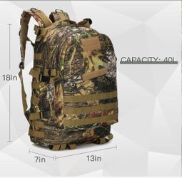 Camouflage 40L backpack $20