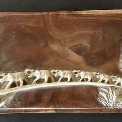 Vintage Elephant Carved Decorative Wooden Box