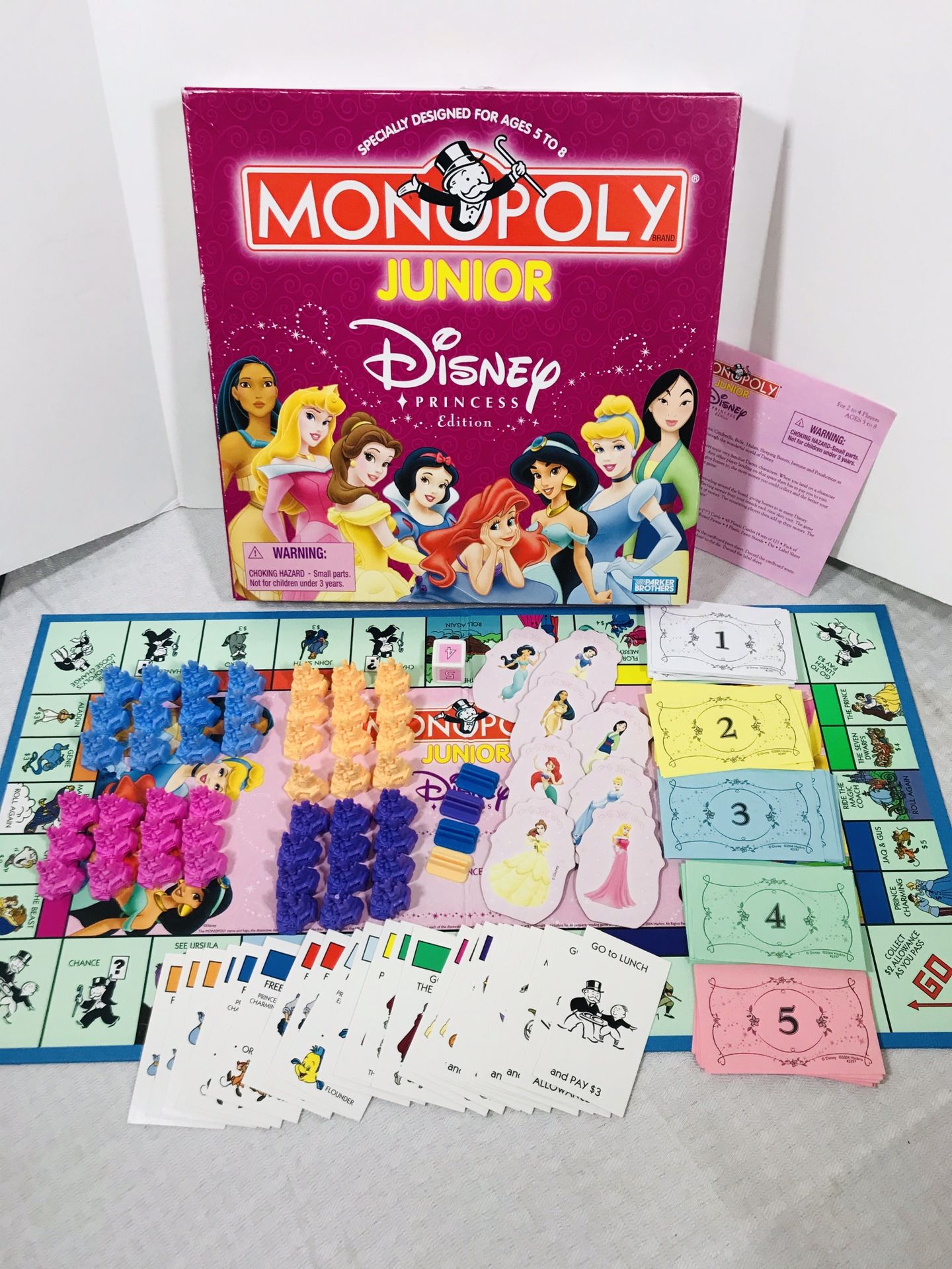 2004 Parker Bros. Monopoly Junior Disney Princess Edition 100% complete