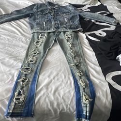 Mens Jean Jacket And Jeans Set