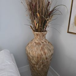 Rattan High Vase With Dead Nature Decor 