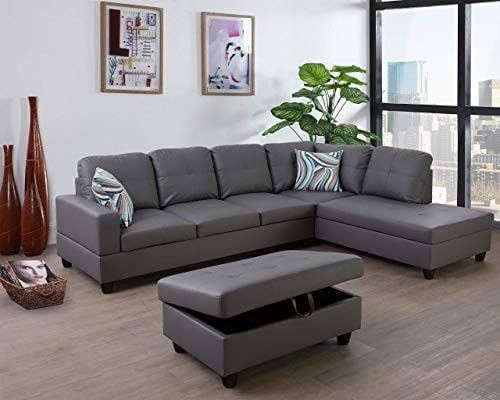 BRAND NEW 3 PIECES SECTIONAL COUCH WITH OTTOMAN IN ORIGINAL BOX