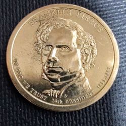2- Presidential Gold Tone Coins Franklin Pierce & James Garfield In good Circulated Condition.