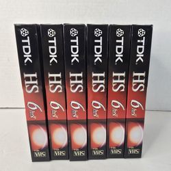 Lot of 6 *New*Sealed TDK Premium Quality HS 6 Hour T-120 Blank VHS Video Tapes