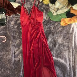 red velvet dress