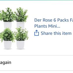 Amazon 'Der Rose' 6 Packs Fake Plants Mini