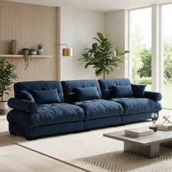Napa 130" Modular Velvet Upholstered Oversized 3-Seater Sofa Couch