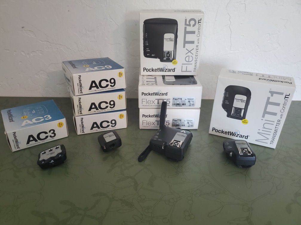 Pocketwizard Nikon Flex TT5, Mini Flex, AC9, AC3 receivers and transeivers