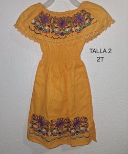 2T TODDLER GIRL TRADITIONAL MEXICAN DRESS NEW (VESTIDO MEXICANO PARA NIÑA TALLA 2 AÑOS NUEVO)