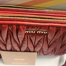 New Authentic Miu Miu Leather Matelasse crossbody Bag