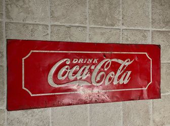Old antique 1938 Coca Cola Metal advertising Sign