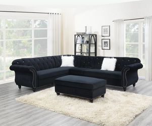 Black tufted sectional