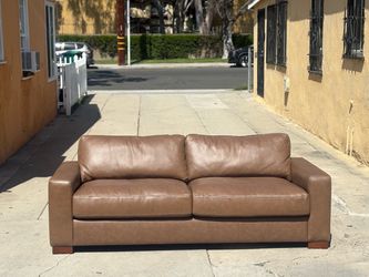 Brown full Grain Leather Couch - Delivery Available 🚚