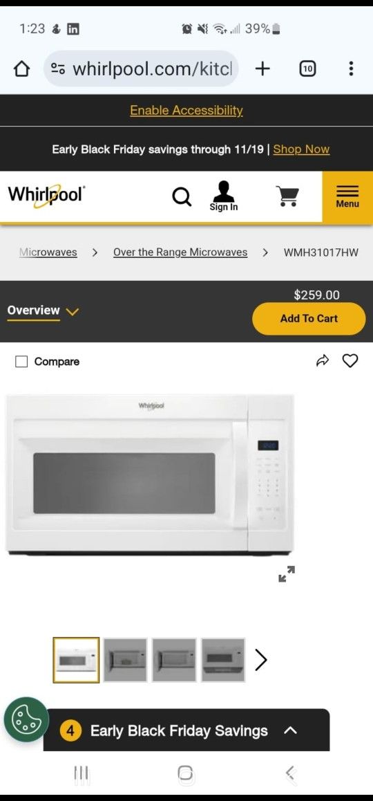 Micro/ Fan Over Stove Combo Whirlpool 