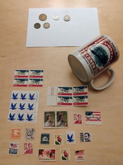Vintage Stamps 1944 Mexico Coins and Stamp Mug