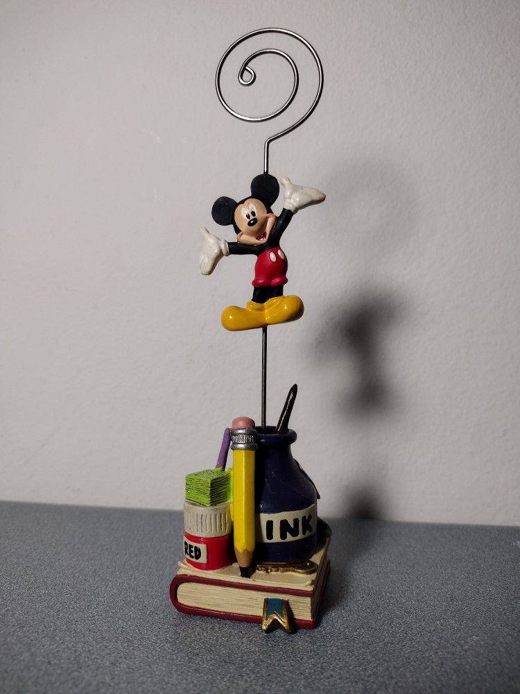 Disney Mickey Mouse Resin Photo Holder Wire Ink Bottle Art Supplies Used Chipped