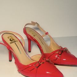 Red Patent Slingback Pointed-Toe Heels Size 7
