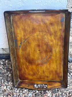 Vintage Plastic Serving Tray with Carved Borders