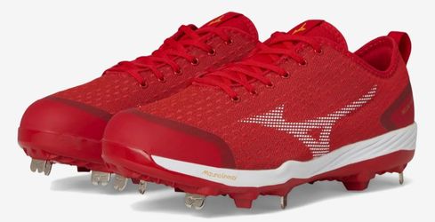 Brand New Mizuno Dominant 4 Red White Metal Baseball Cleats Men Sizes 10, 11