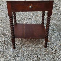 Antique Barley Twist Marble Top Entry Table