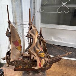 LOW PRICE MOVING- ANTIQUE 19c WOOD PIRATE SHIP 
