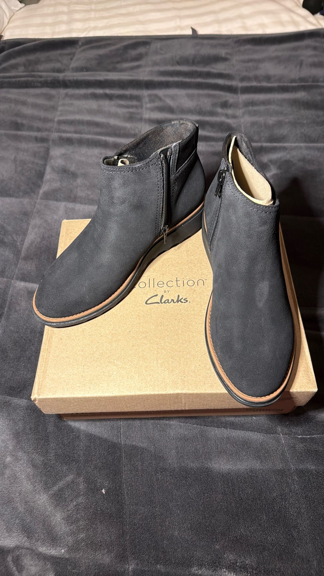 Clark Suede Black Ankle Boots