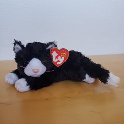 Ty Beanie Baby - BOOTIES The Black & White Cat March 26 2002